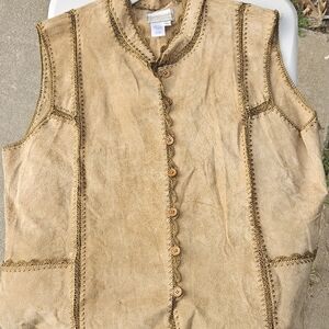 Coldwater Creek Tan Vest with Button Details